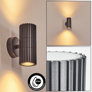 Cidral Wandlamp voor buiten, Licht omhoog & omlaag Zwart, 2-lichts