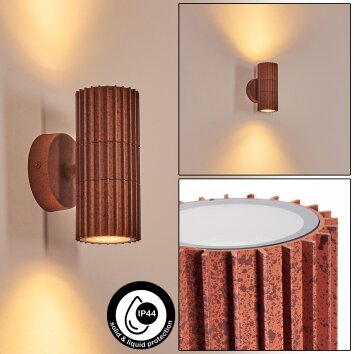 Cidral Wandlamp voor buiten, Licht omhoog & omlaag Roest, 2-lichts