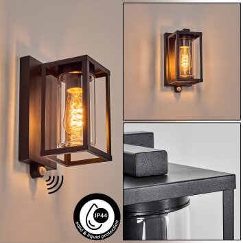 Portalis Wandlamp voor buiten Zwart, 1-licht, Bewegingsmelder