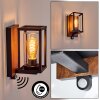 Portalis Wandlamp voor buiten Bruin, houtlook, Zwart, 1-licht, Bewegingsmelder