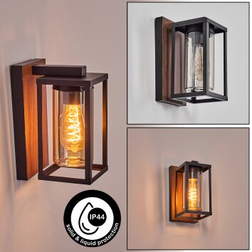 Portalis Wandlamp voor buiten Bruin, houtlook, Zwart, 1-licht