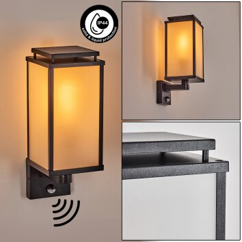 Cadafaes Wandlamp voor buiten Zwart, 1-licht, Bewegingsmelder