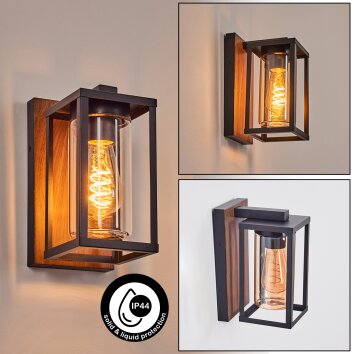 Portalis Buitenlicht, Wandlamp voor buiten Bruin, houtlook, Zwart, 1-licht