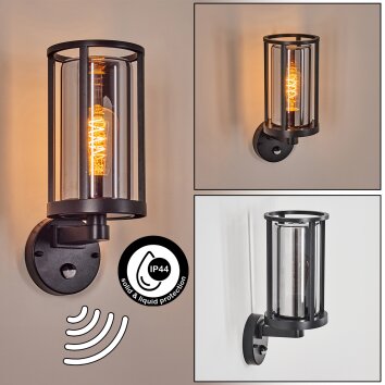 Martinha Wandlamp voor buiten Zwart, 1-licht, Bewegingsmelder