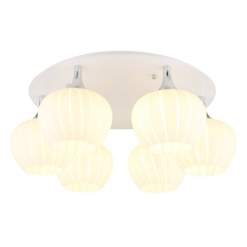 Globo Maxy Plafondlamp Chroom, Wit, 6-lichts