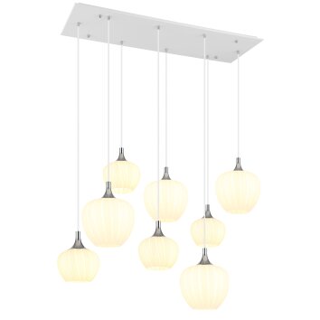 Globo Maxy Hanglamp Chroom, Wit, 8-lichts