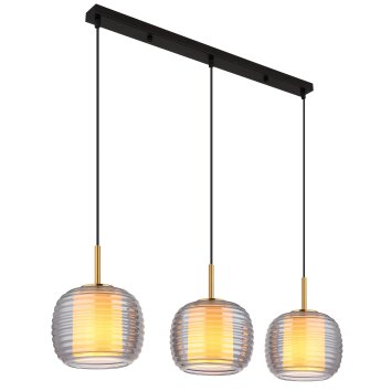 Globo Lampigna Hanglamp Messing, Zwart, 3-lichts