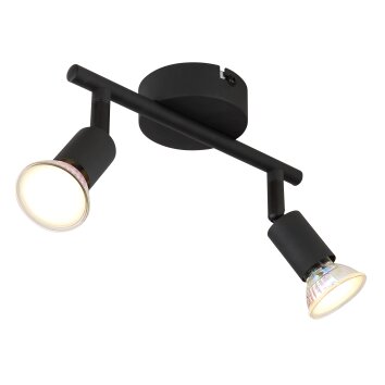 Globo Matrix Plafondlamp, Plafondspot, Wandlamp, Muurspot Zwart, 2-lichts