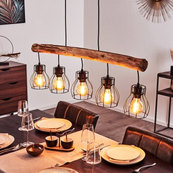 Gondo Hanglamp Bruin, Zwart, 5-lichts