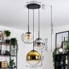 Gastor Hanglamp, Kogellampje Amber, Goud, Duidelijk, Rookkleurig, 3-lichts