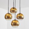 Koyoto Hanglamp, Kogellampje Goud, Duidelijk, 4-lichts