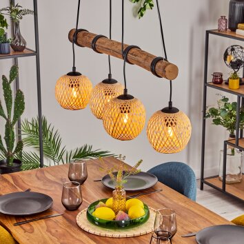 Basto Hanglamp, Kogellampje, Hanglamp Natuurlijke kleuren, Zwart, 4-lichts