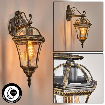 Lavajo Buitenlicht, Wandlamp voor buiten Goud, Zwart, 1-licht