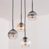 Koyoto Hanglamp, Kogellampje, Hanglamp Amber, Duidelijk, Rookkleurig, 4-lichts