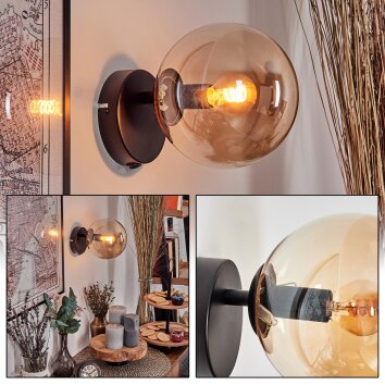 Gastor Kogellampje, Wandlamp, Muurspot Amber, 1-licht