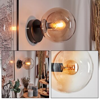 Koyoto Kogellampje, Wandlamp, Muurspot Amber, Duidelijk, 1-licht