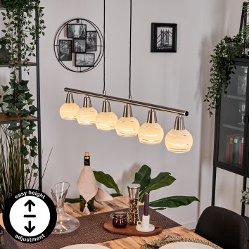 Warga Hanglamp, Kogellampje, Hanglamp LED Nikkel mat, 6-lichts