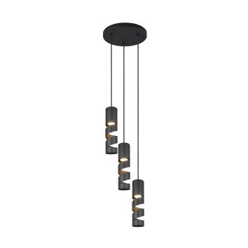 Trio verlichting Stream Hanglamp Zwart, 3-lichts