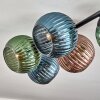 Koyoto Plafondlamp, Kogellampje Blauw, Groen, Koperkleurig, 5-lichts