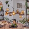 Gastor Hanglamp, Kogellampje, Hanglamp Amber, Chroom, Rookkleurig, 10-lichts