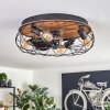 Tourais Plafondlamp, Plafondventilator met verlichting LED houtlook, Zwart, 4-lichts, Afstandsbediening