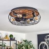 Tourais Plafondlamp, Plafondventilator met verlichting LED houtlook, Zwart, 4-lichts, Afstandsbediening