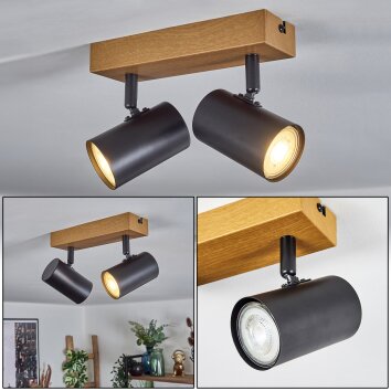 Gesteira Plafondlamp, Plafondspot houtlook, 2-lichts