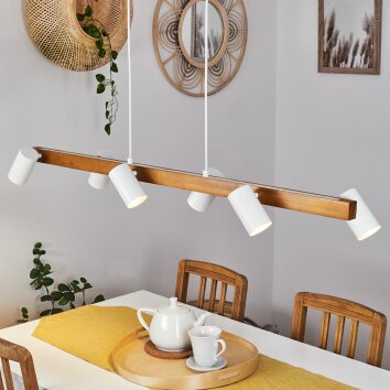 Zuoz Hanglamp Natuurlijke kleuren, Wit, 6-lichts