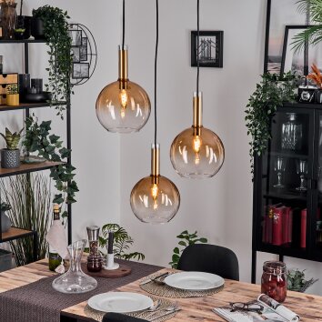 Grovsta Hanglamp, Kogellampje, Hanglamp Goud, Zwart, 3-lichts