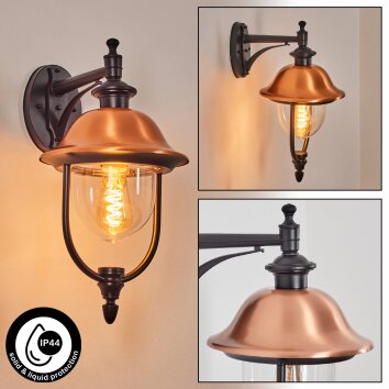 Gascon Wandlamp voor buiten, Wandlamp Koperkleurig, Zwart, 1-licht