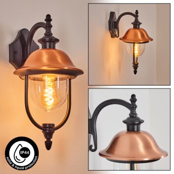 Gascon Wandlamp voor buiten, Wandlamp Koperkleurig, Zwart, 1-licht