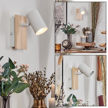 Gesteira Wandlamp, Muurspot Natuurlijke kleuren, Wit, 1-licht