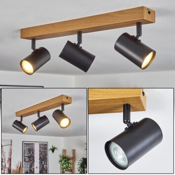 Gesteira Plafondlamp, Wandlamp Antraciet, Koperkleurig, 4-lichts, Afstandsbediening