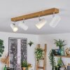 Gesteira Plafondlamp, Plafondspot Chroom, houtlook, 4-lichts