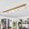 Gesteira Plafondlamp, Plafondspot Chroom, houtlook, 6-lichts