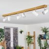 Gesteira Plafondlamp, Plafondspot Chroom, houtlook, 6-lichts