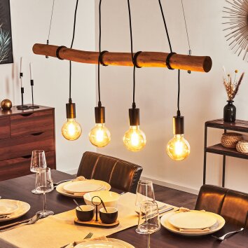 Seegaard Hanglamp Hout licht, Zwart, 4-lichts