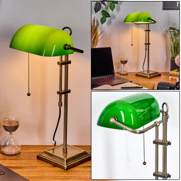 Ragaz bankierslamp, Bureaulamp, Tafellamp Oud messing, 1-licht