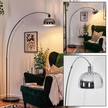 Baloca Staande lamp Chroom, Zwart, 1-licht