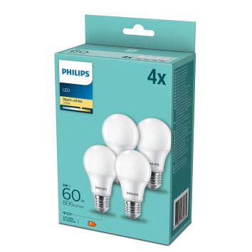 Philips LED pak van 4 E27 9 Watt 2700 Kelvin 806 Lumen