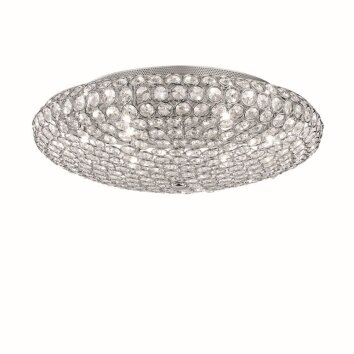 Ideallux KING Plafondlamp Chroom, Kristaloptiek, 9-lichts