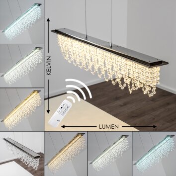 Slidre Hanglamp LED Chroom, 1-licht, Afstandsbediening