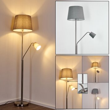 Gunstock Staande lamp Nikkel mat, 2-lichts