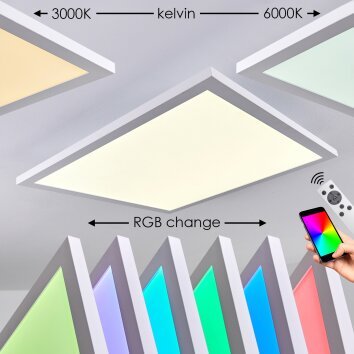 Bankura Plafondlamp LED Wit, 1-licht, Afstandsbediening, Kleurwisselaar