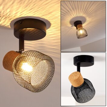 Grongroft Plafondlamp Hout licht, Zwart, 1-licht