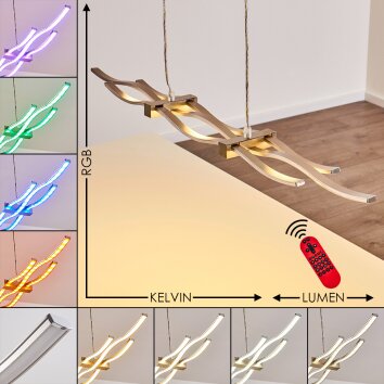 Gamsen Hanglamp LED Staal geborsteld, 3-lichts, Afstandsbediening, Kleurwisselaar