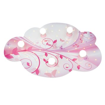 Elobra WOLKE BLUME-PHANTASIE Muur en plafond verlichting Roze, Wit, 5-lichts