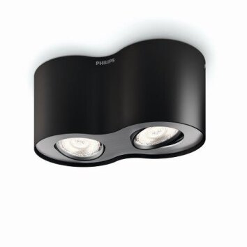 Philips Phase Plafondlamp LED Zwart, 2-lichts