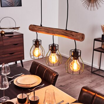 Gondo Hanglamp Bruin, Zwart, 3-lichts