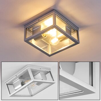 Kiwalik Buitenshuis plafond verlichting Zilver, 2-lichts